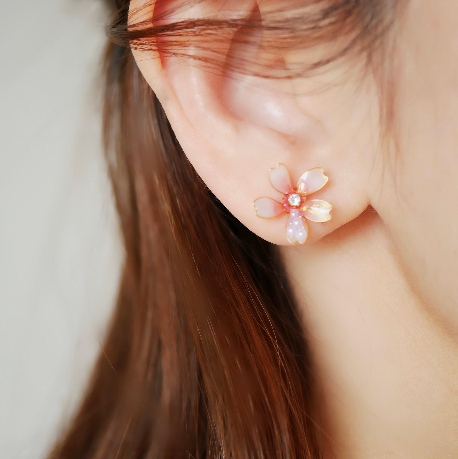 桜パールのアクセサリーセット｜ワインピンクのネックレス＆ピアス（イヤリング）｜入学式・卒業式・春フォーマルに | 11枚目