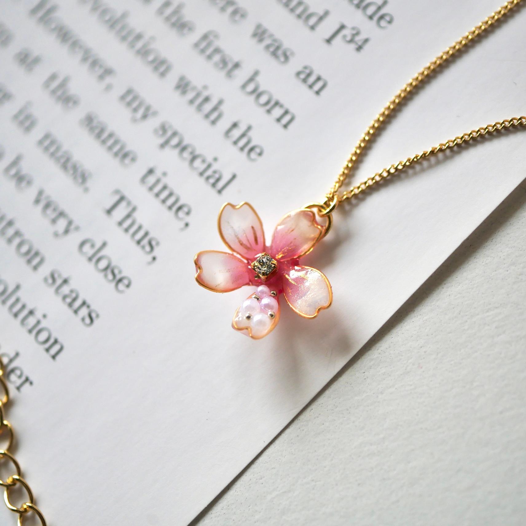 桜パールのアクセサリーセット｜ワインピンクのネックレス＆ピアス（イヤリング）｜入学式・卒業式・春フォーマルに | 12枚目