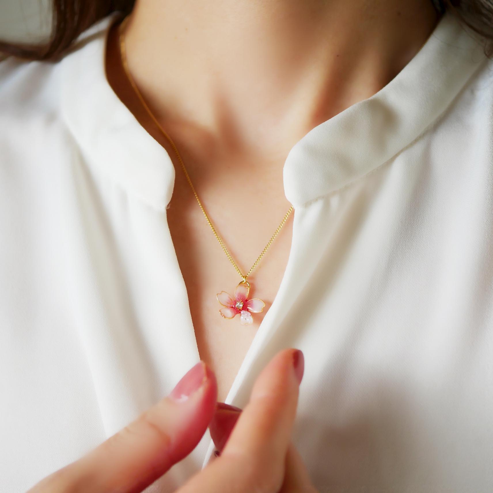 桜パールのアクセサリーセット｜ワインピンクのネックレス＆ピアス（イヤリング）｜入学式・卒業式・春フォーマルに | 14枚目