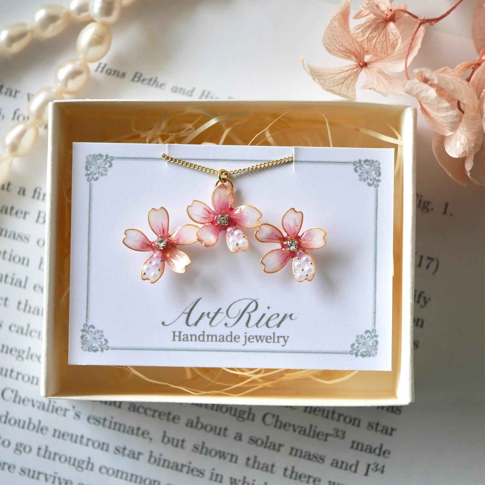 桜パールのアクセサリーセット｜ワインピンクのネックレス＆ピアス（イヤリング）｜入学式・卒業式・春フォーマルに | 17枚目