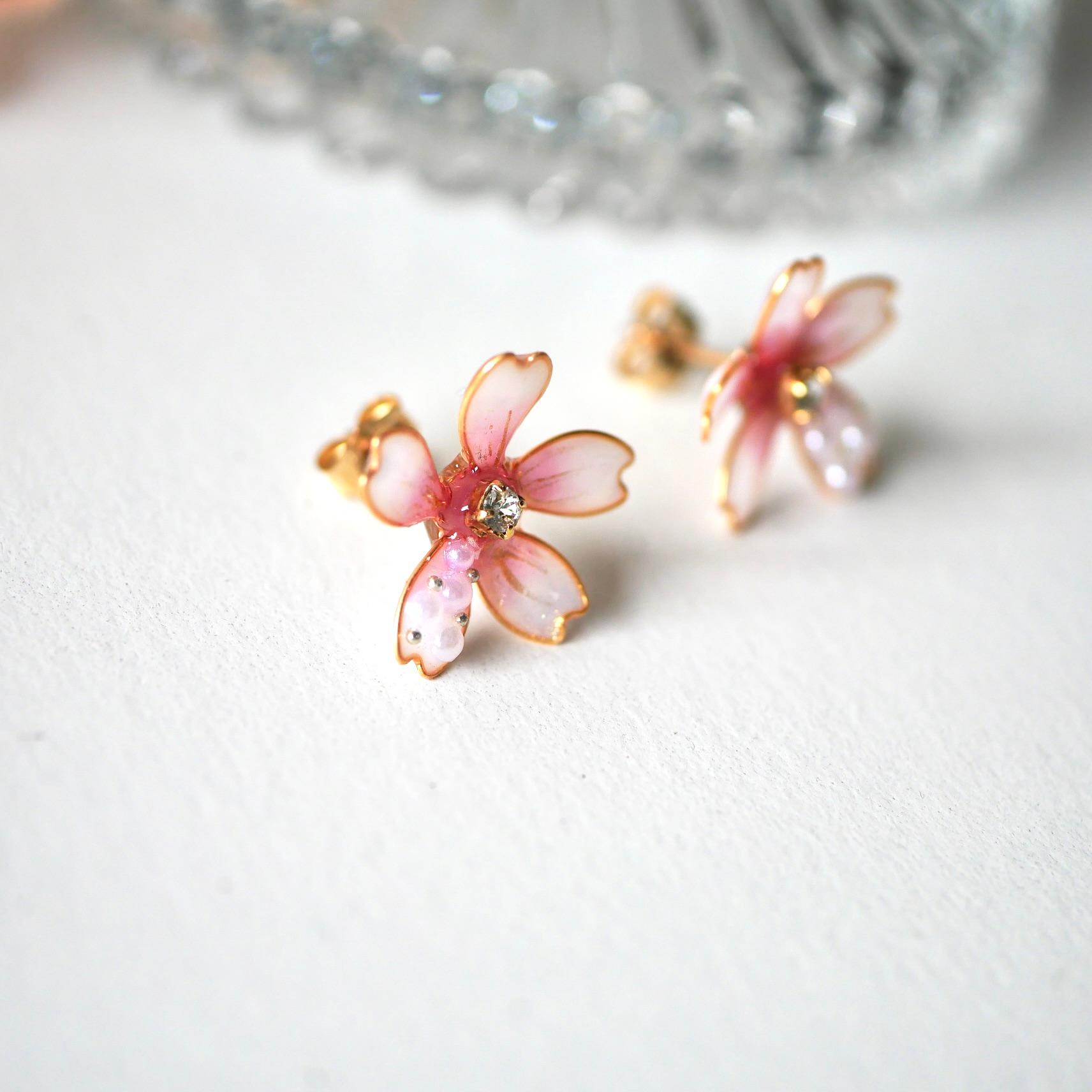 桜パールのアクセサリーセット｜ワインピンクのネックレス＆ピアス（イヤリング）｜入学式・卒業式・春フォーマルに | 8枚目