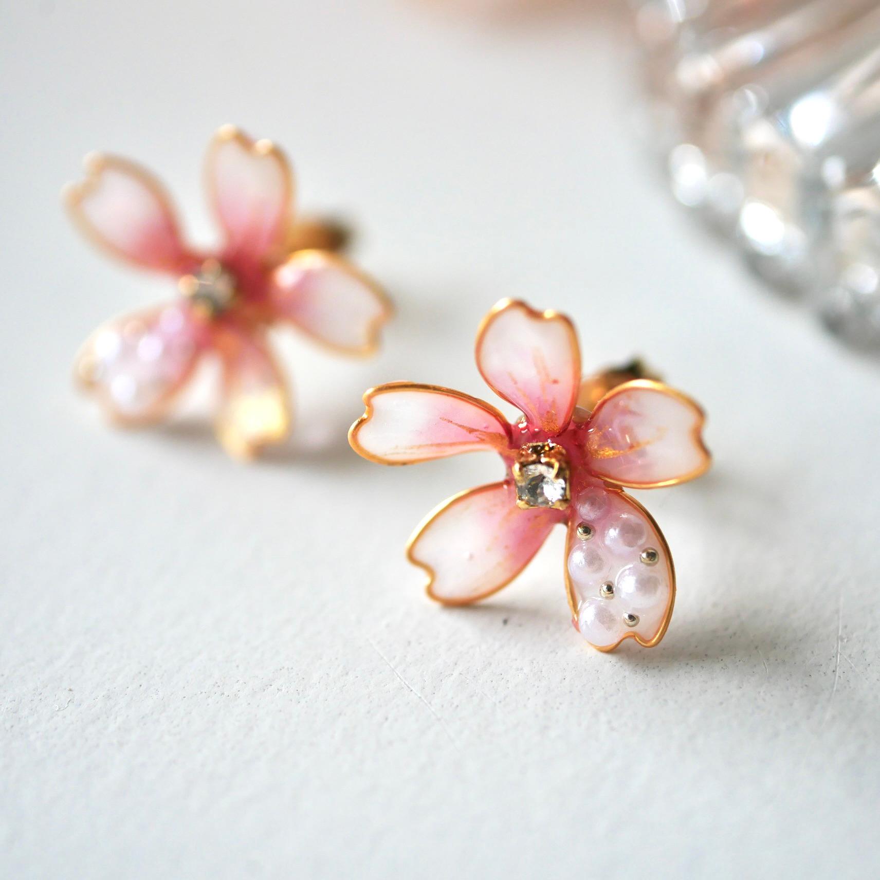 桜パールのピアス/イヤリング｜春フラワーアクセサリー｜入学式・卒業式 | 2枚目