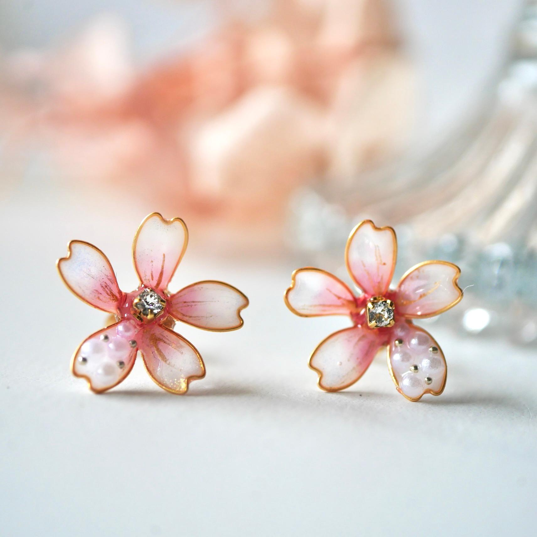 桜パールのピアス/イヤリング｜春フラワーアクセサリー｜入学式・卒業式 | 3枚目