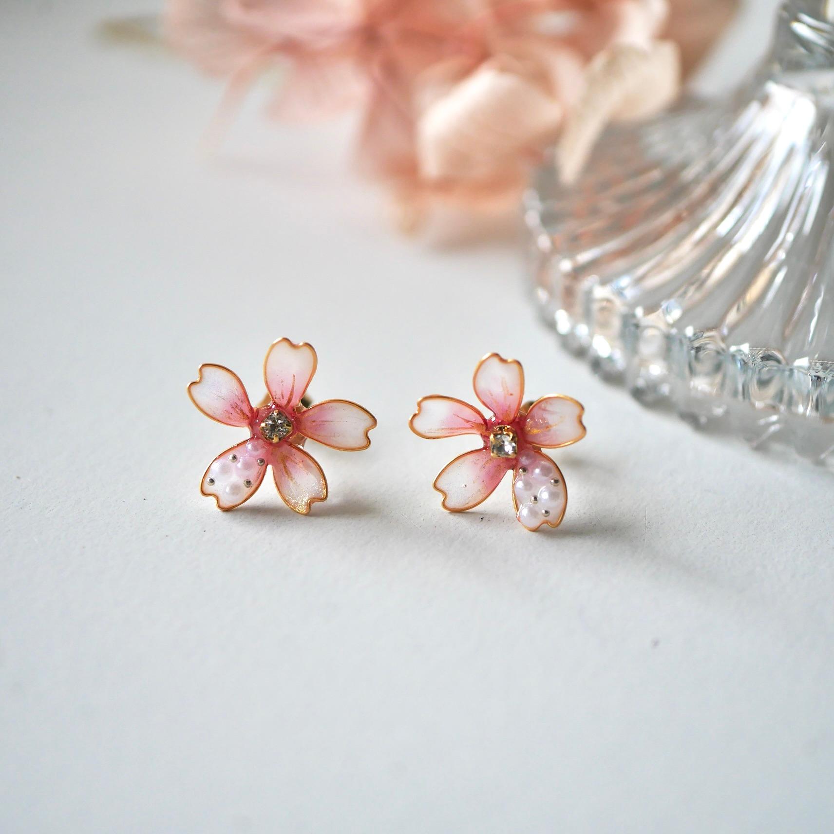 桜パールのピアス/イヤリング｜春フラワーアクセサリー｜入学式・卒業式 | 4枚目