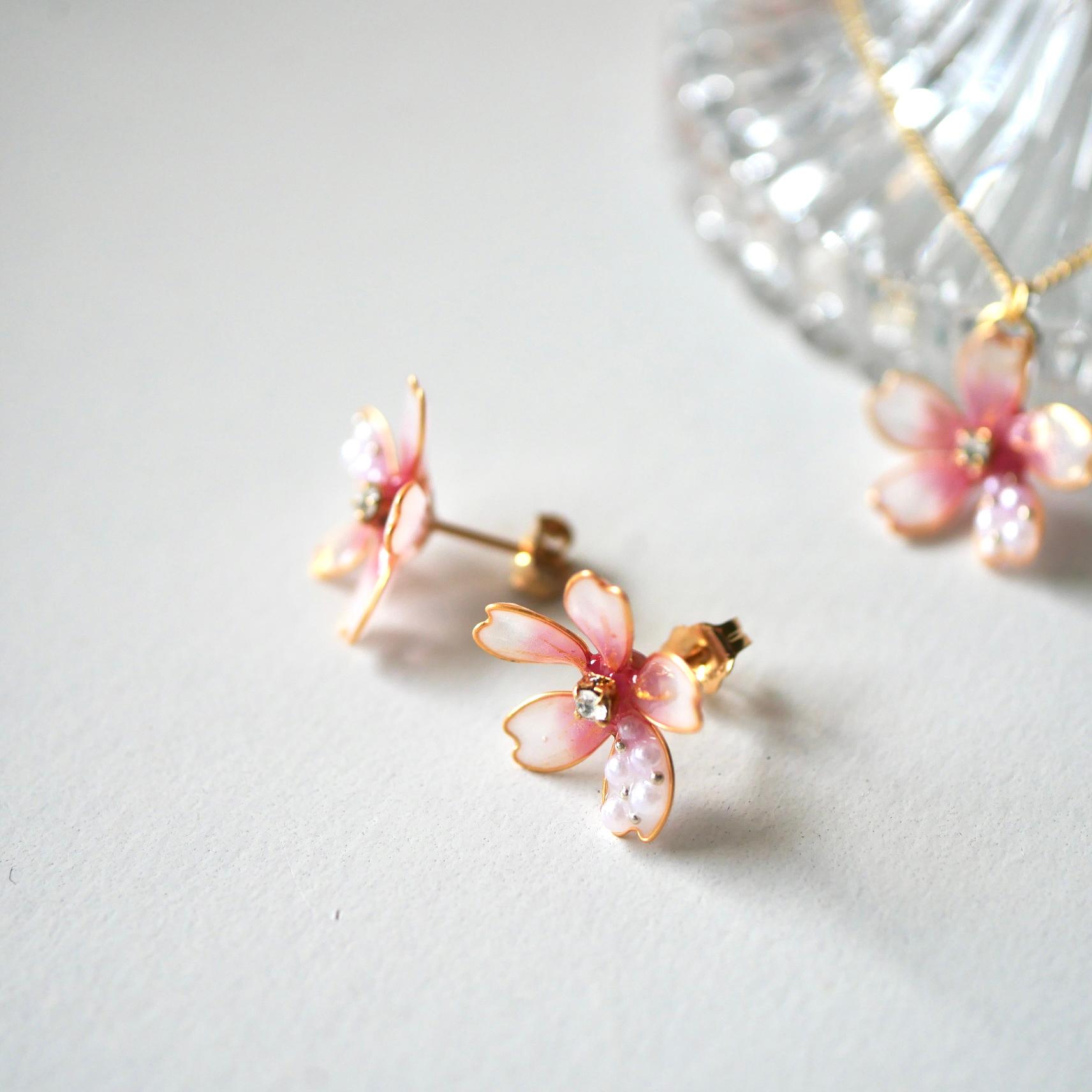 桜パールのピアス/イヤリング｜春フラワーアクセサリー｜入学式・卒業式 | 6枚目