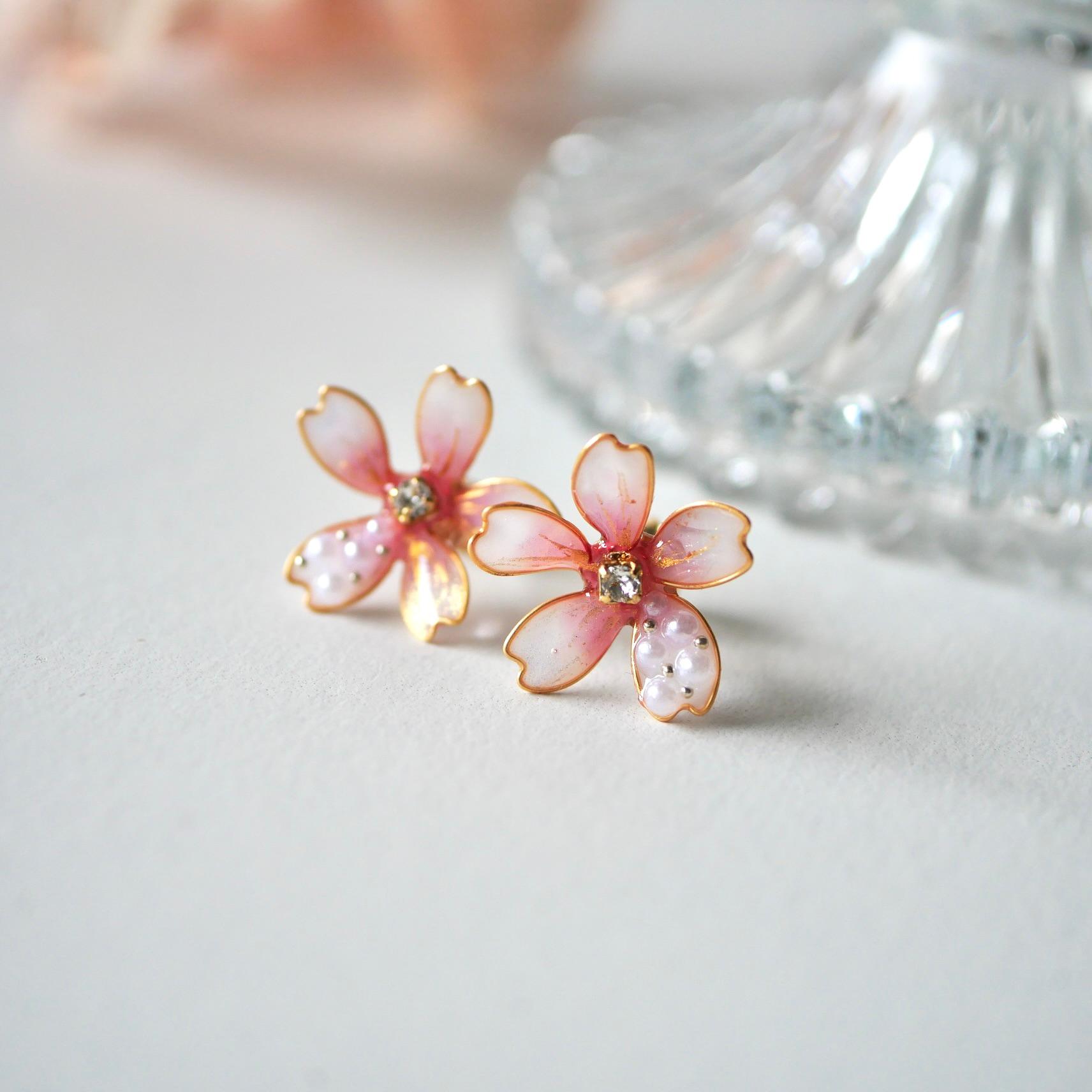 桜パールのピアス/イヤリング｜春フラワーアクセサリー｜入学式・卒業式 | 8枚目