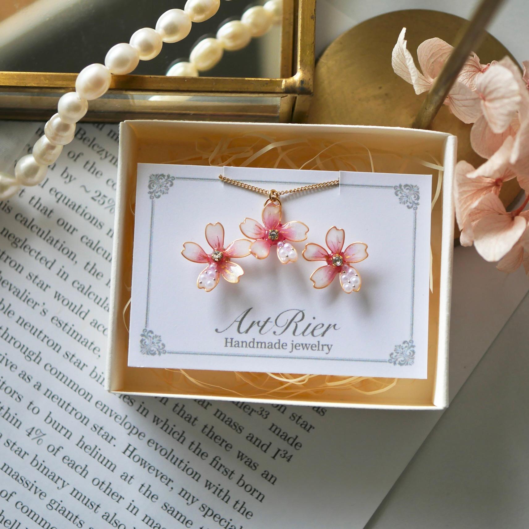 桜パールのネックレス｜ワインピンクのフラワーアクセサリー｜入学式・卒業式・春フォーマルに | 10枚目